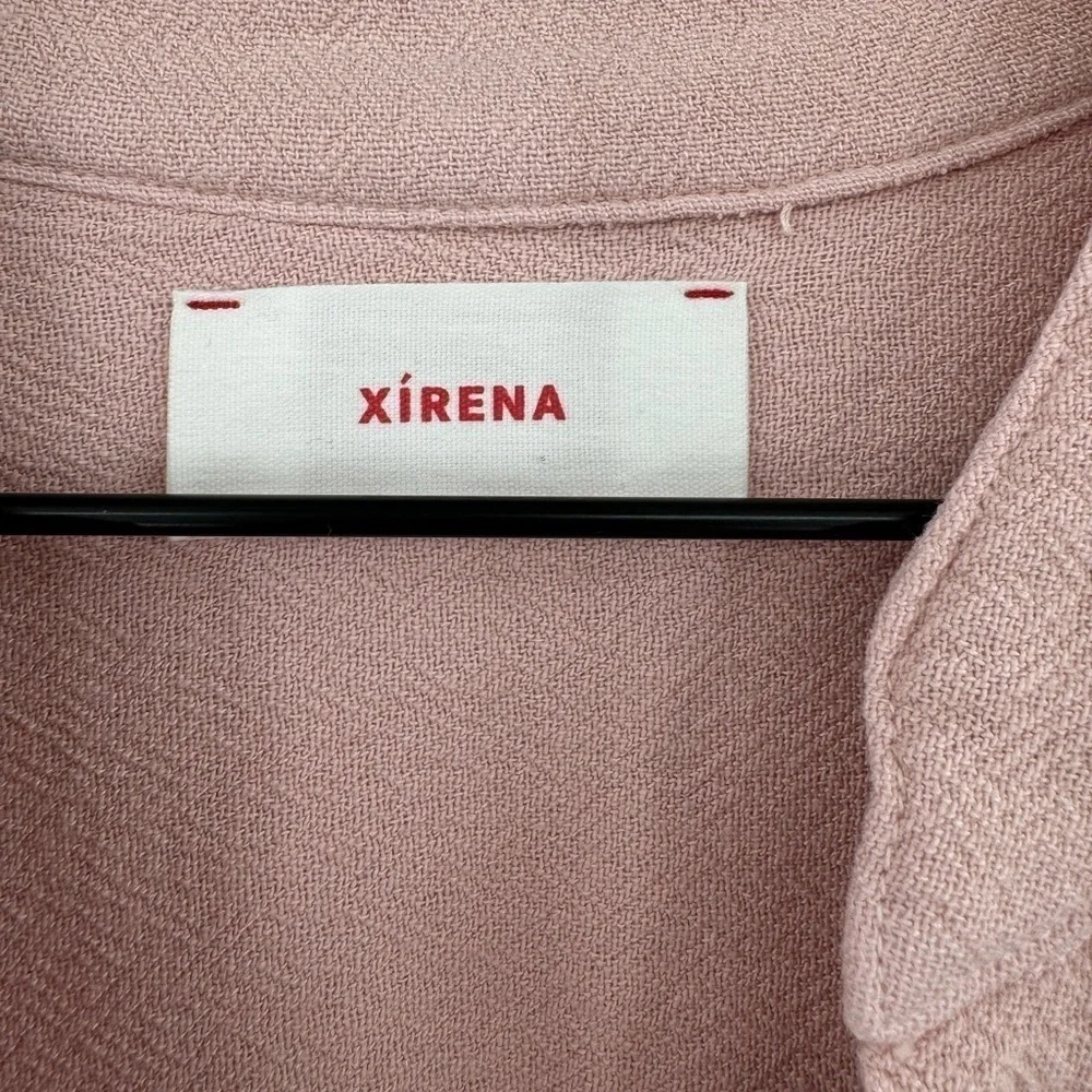 Xirena Persephone Pink Midi Dress Small Button Front Tie Waist NWT - Picture 6 of 11